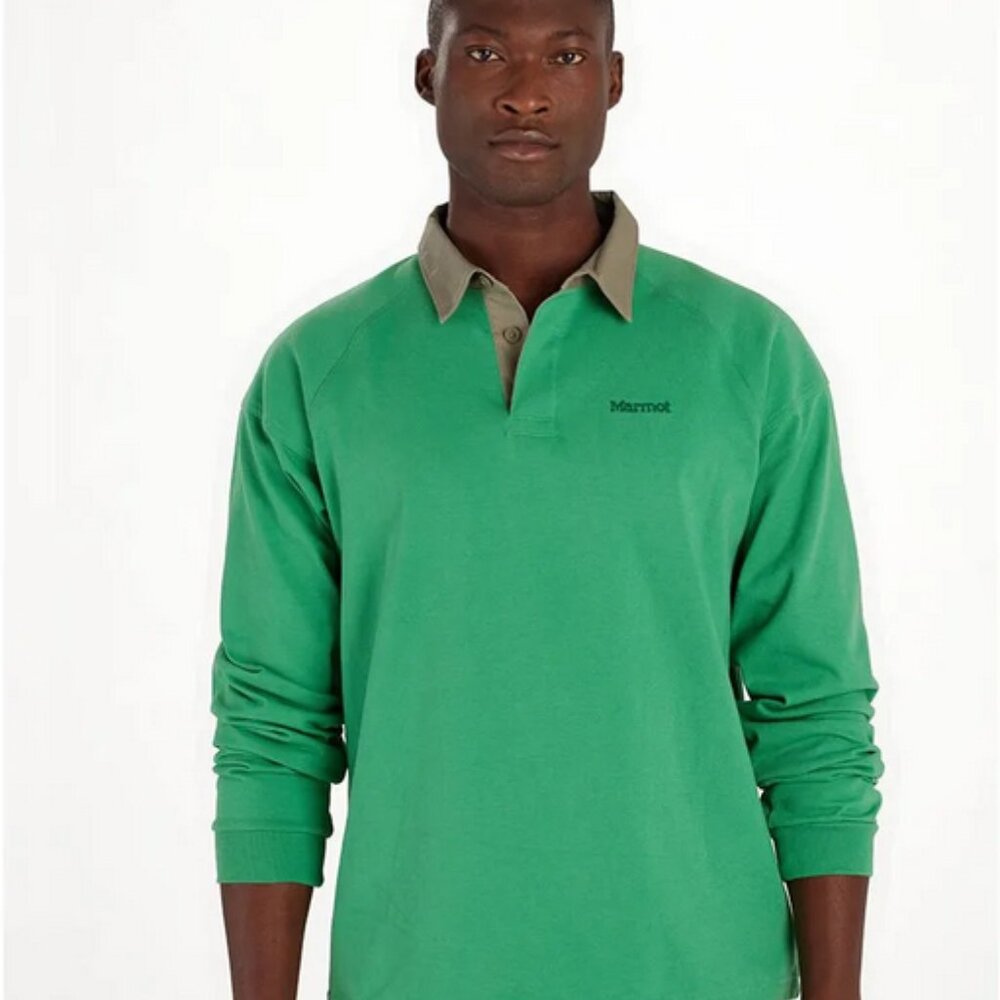 Marmot Mountain Works Green Rugby Pullover with Charcoal Accents XXL